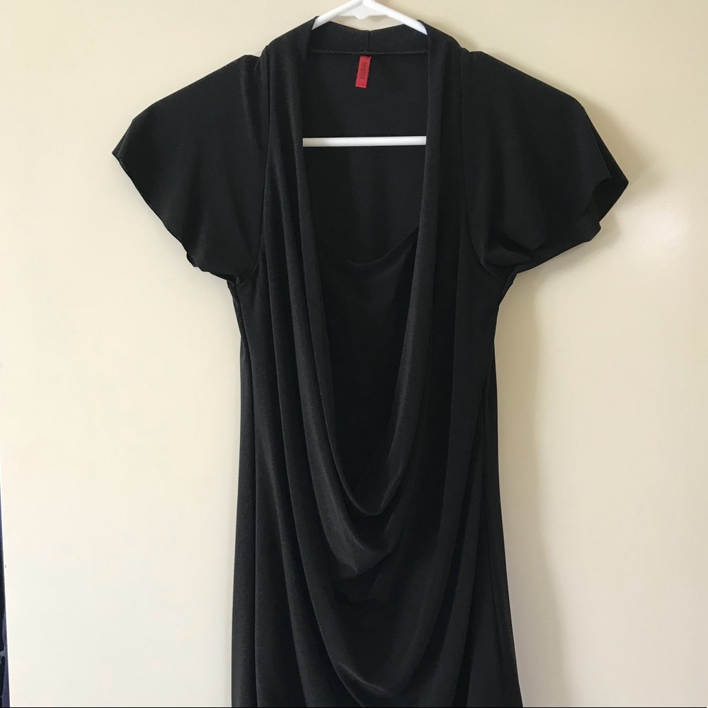 Black cowl neck banded dress